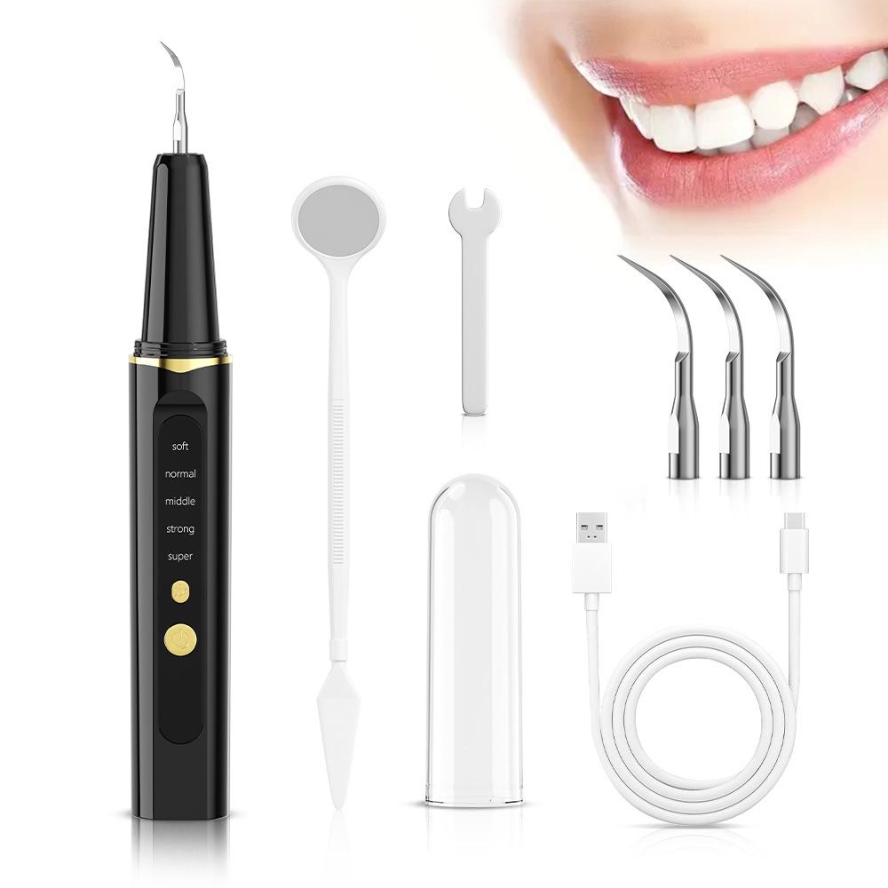 Ultrasonic Dental Scaler: Home Use Tooth Cleaner for Tartar, Stain, and Plaque Removal чёрный
