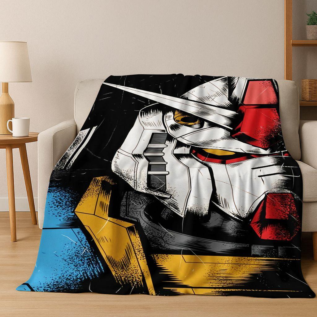26 Style Gundam Cartoon Robot Flannel Blanket,Warm and Cozy Soft Throw Blanket for Home Bedroom Bed Sofa Picnic Office Cover