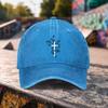 Floral Cross Washed Baseball Cap Premium Cotton Adjustable Outdoor Duck Tongue Hat