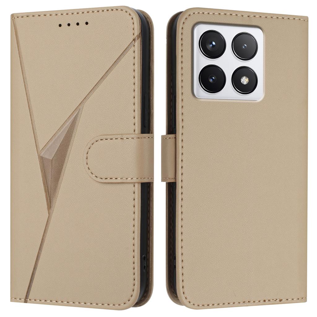 YX0090 For Xiaomi 14T Case Triangle Imprint Leather Phone Cover with Lanyard