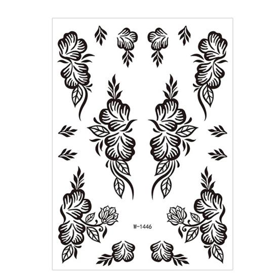 Temporary Tattoos Stickers Fake Body Arm Chest Shoulder Tattoos with Black Lace Flower