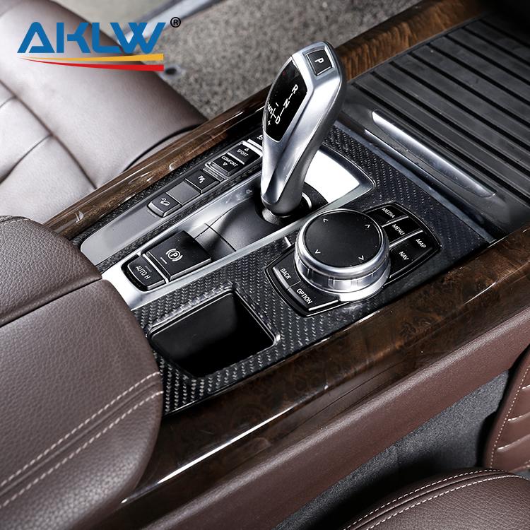 Real Carbon Fiber Cover Trim Center Console Gear Shift Panel Decorative Frame for BMW X5 F15 2014-2018 Car Interior Accessories
