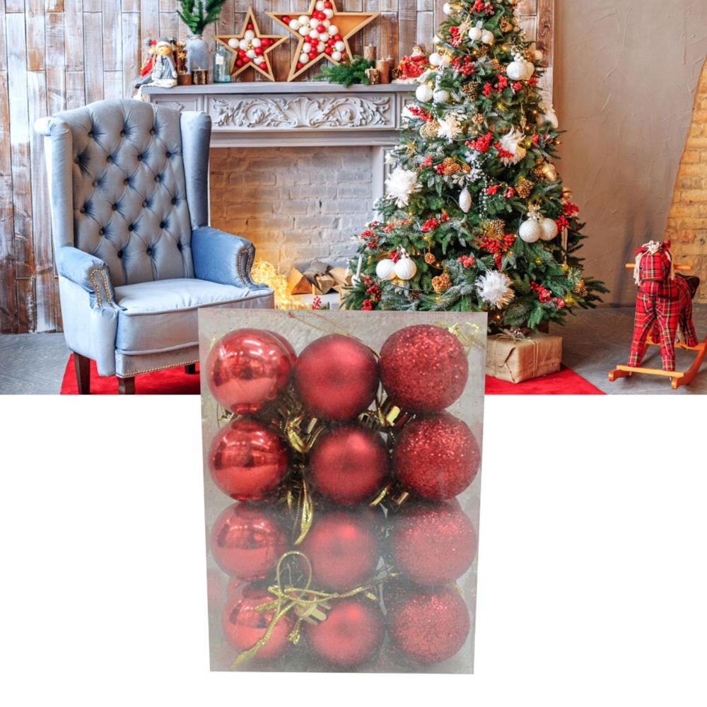 72pcs 1.2 In Christmas Balls 3 cm Christmas Hanging Ball Shatterproof Christmas Ball Christmas Tree красный