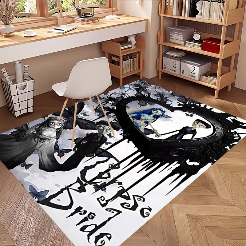 Corpse Bride Print Rug, Washable Floor Carpet, For Entryway Dorm Laundry Room Office Study, Home Decor Birthday Christmas Gift