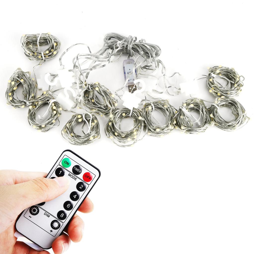 3x3 m 300LED Curtain String Light USB Remote Control Lamp Christmas Wedding Party Decoration