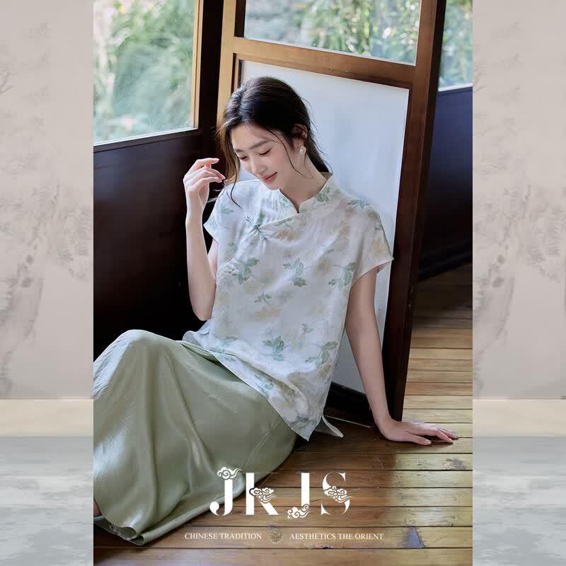 JK&JS Qing Lu Yin Rayon Jacquard Print T-Shirt