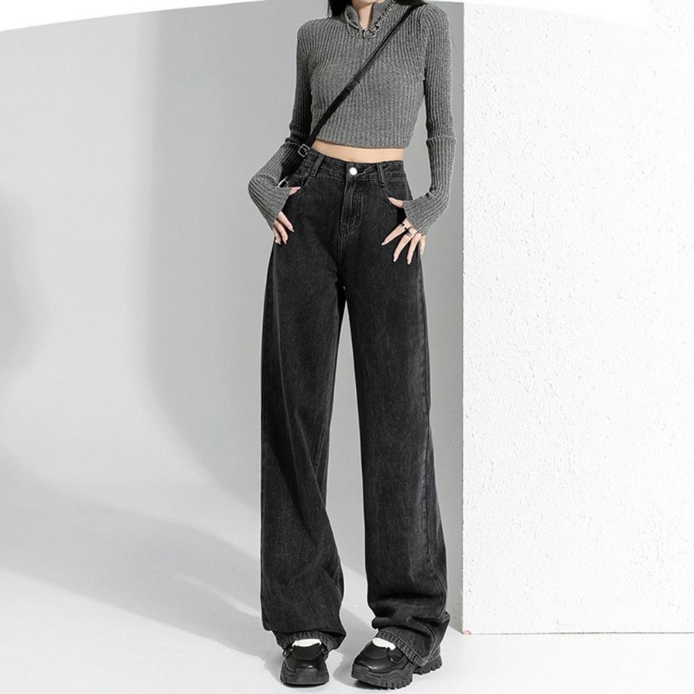 Trend Versatile 2025 Denim Wide-leg Women's Pants Spring and Autumn New Drape Loose and Tall and Thin Straight Pants Tide
