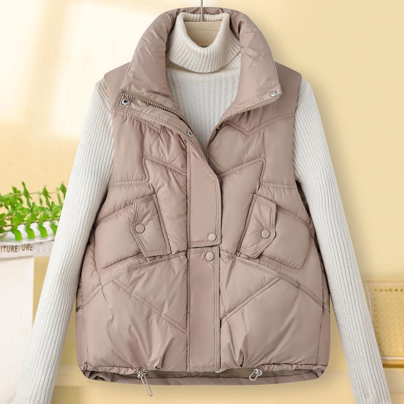 Mote Vinter Varm Vest Dame Ermeløs Parka Ståkrage Casual Tykk Damejakker