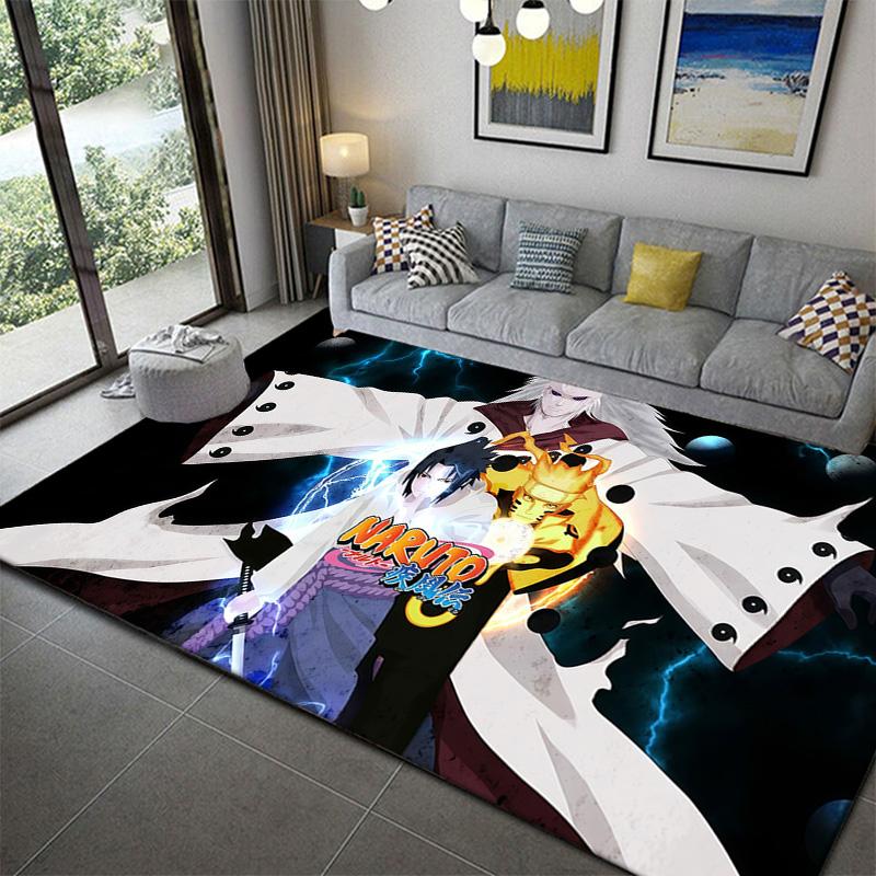 Naruto Anime Dynamic Print Area Rug Soft Plush Non-Slip Mat for Living Room 60x90cm
