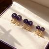 2025 Luxury Lightweight Purple Amethyst Imitation Jade Stud Earrings for Women
