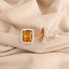 Citrine Gemstone 925 Stamped Silver Jewelry Zircon Earrings 0.57" For Women Gift CZE-6-2