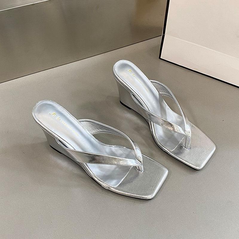 Fashion Female Heeled Footwear Shallow Ladies Wedges Sandals Slippers Shoes Fashion Wedges Women Slippers Shoes 2025 New Flip Flops