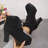Lace-up High-heeled Boots Plus Size Thick Heels 2025 Winter New Fashion Boots for Women