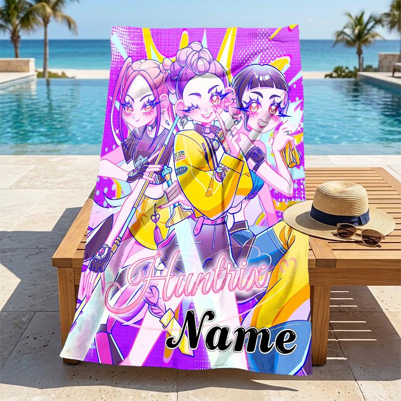 Custom Name Dark Warrior Stylish Digital Printing Beach Towel Quick‑Drying Absorbent Blanket for Beach Pool Gym Travel