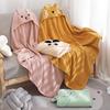 Cotton Hooded Baby Towel Poncho Anti-Pilling Plush Bath Cape Swaddle Blanket Ultra Absorbent Cartoon Cape for Newborn 0-12M