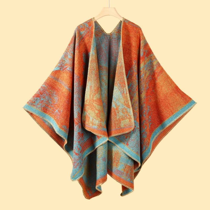Simple and High-end Shawl Grassland Yunnan Shawl Cape with Cape Imitation Cashmere Scarf