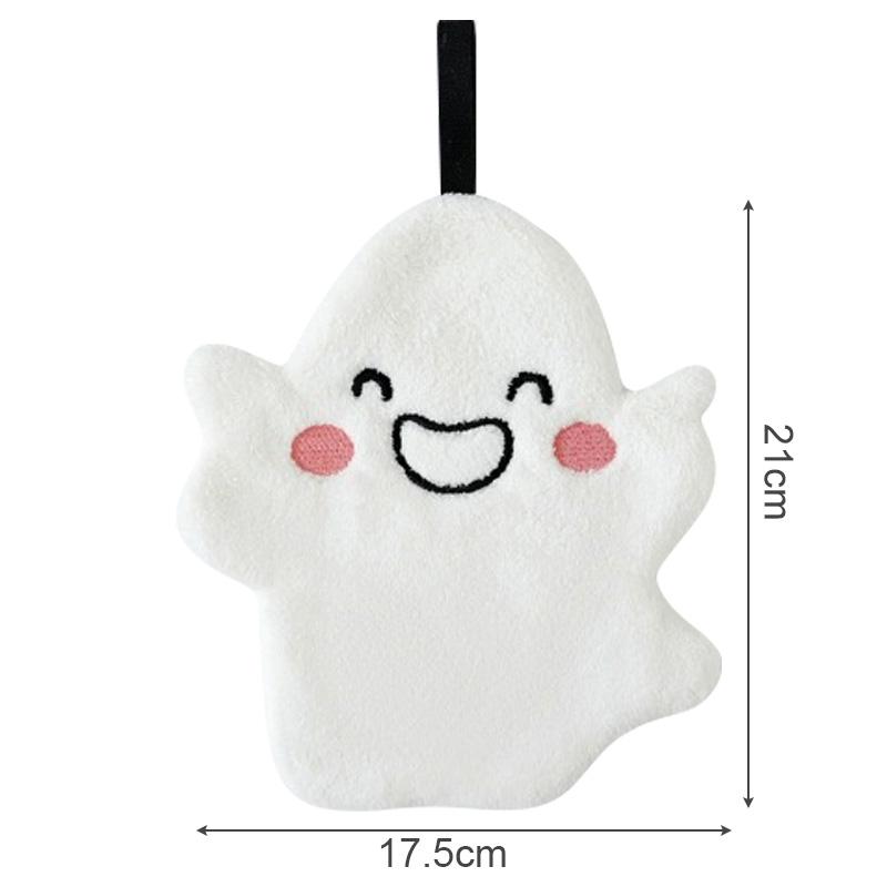 Cartoon Ghost Hand Towel Halloween Embroidered Ghost Handkerchief Kitchen Bathroom Dishcloths Rag For Drying Cleaning Cooking