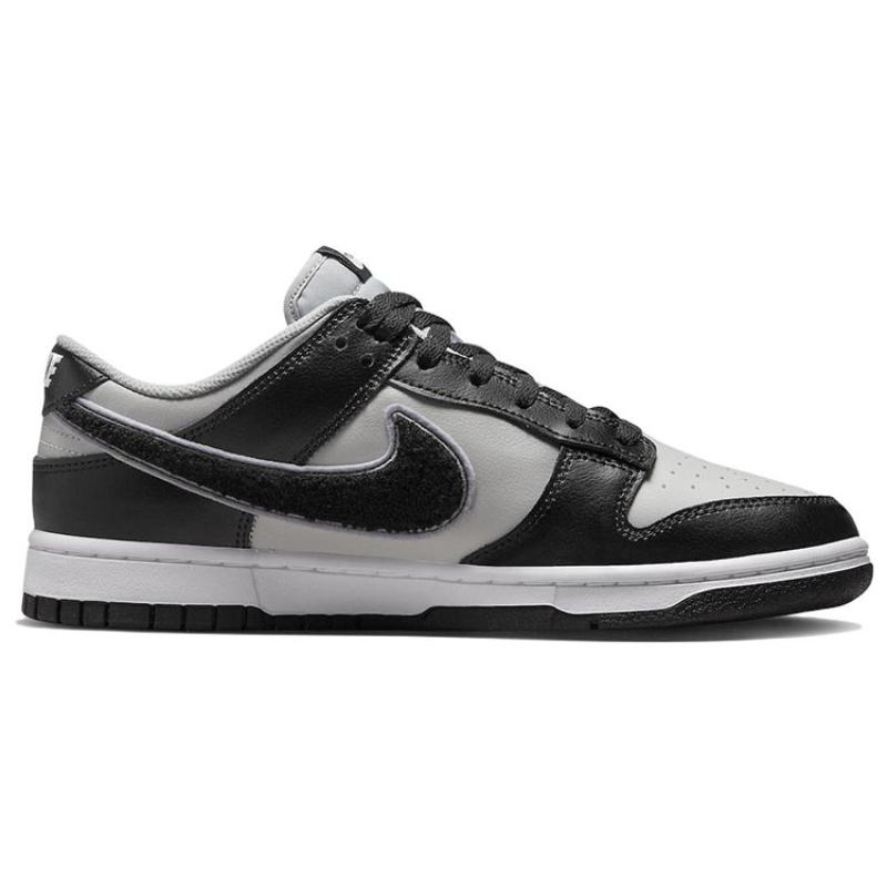Nike Dunk retro "chenille swoosh" vintage low-top sneakers for men in black and grey