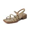 Fashion Women Square Toe Buckle High Heels Shoes Woman Heeled Sandals 2025 Trend Summer Shallow Dress Slingback Pumps Soft Sole Zapatos