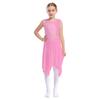 Kids Girls Lyrical Modern Contemporary Dance Dress Ballet Leotard Dress Cut Out Front Backless Mesh Tulle Skirt
