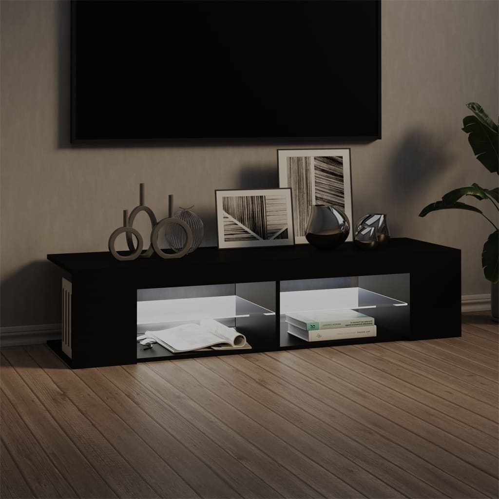 TV Cabinet with LED Lights Black 135 X 39 X 30 Cm