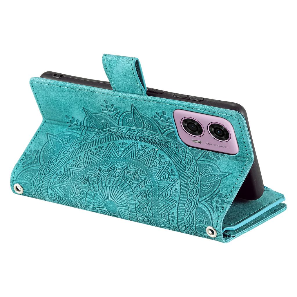 Style 006 For Motorola Edge 50 Fusion 5G Case Mandala Flower PU Leather Zipper Wallet Phone Cover