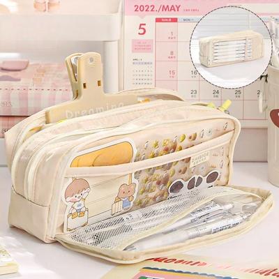 Durchsichtiges Federmäppchen, Kawaii-Schreibwarentasche, Schultasche, Stiftetasche, große Kapazität, transparente Bleistiftbox für Mädchen, zurück zur Schule