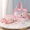 PU Make Up Bags PVC Cartoon Transparent PVC Cosmetic Bag Female Handbag Travel-friendly For Travel Essentials Daily Storage