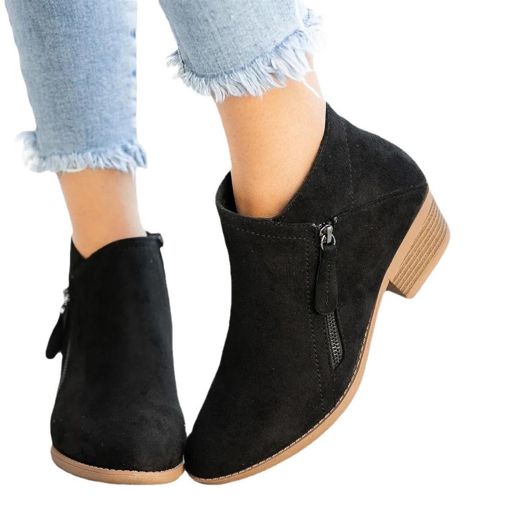 Plus Size Suede Women's Ankle Boots - Autumn/Winter 2021, European & American Style
