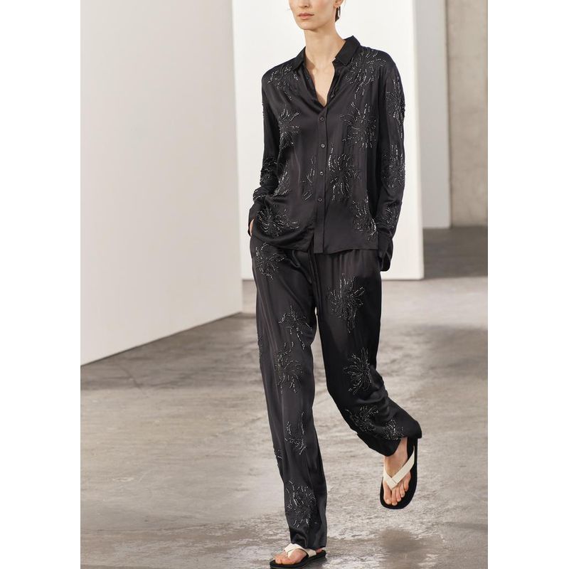 Spring and Summer New Arrival Affordable Luxury Style Beaded Embroider Shirt 4786044 High Waist Straight-Leg Shorts 4786059