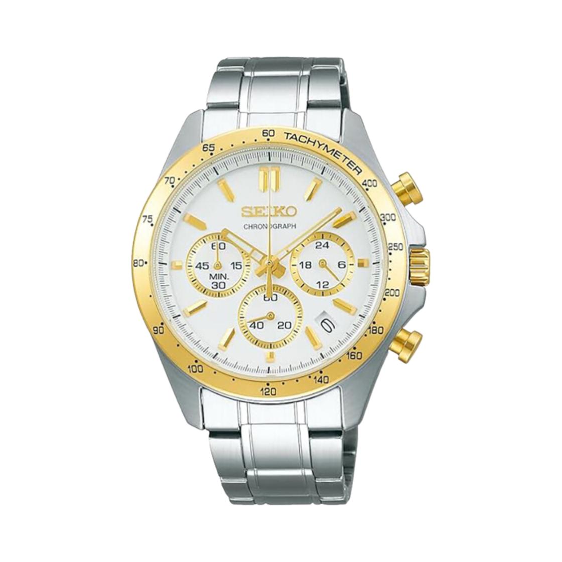 Seiko 100 Meters Waterproof Quartz Movement Stainless Steel Watch Men watches White SBTR024 Silver White Strap