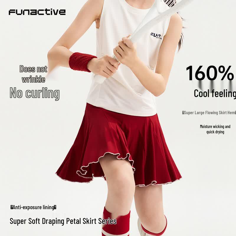 FUN ACTIVE Girls' Petal Hem Quick-Dry Pleated Tennis Skirt