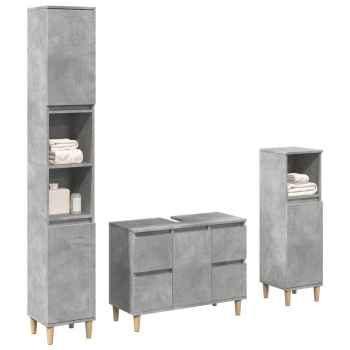VidaXL Set of Bathroom Furniture 3 Pcs Concrete Grey 3324949