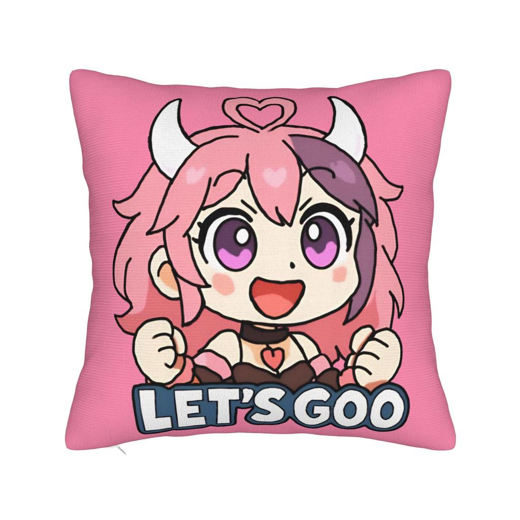 Ironmouse Neon Heart Frame With Devil Square Pillow Case Cute Vtuber Girl Cushion Cover Decor Pillowcover For Home 45X45Cm