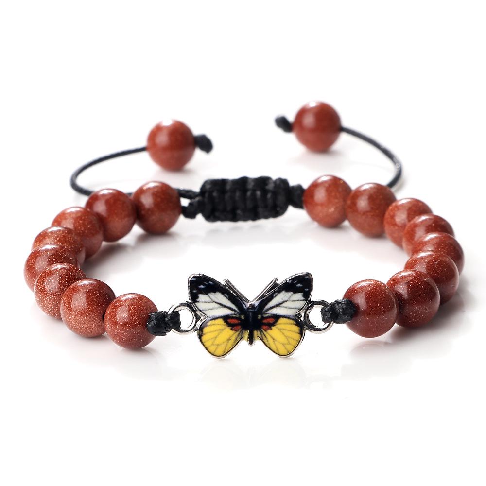 Adjustable Hand-Woven Bracelet with Butterfly Pendant for Women, Men's Gift, In Stock