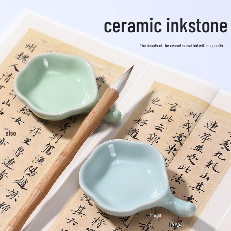 Подставка для кистей и чернильница для каллиграфии: Керамическая палитра, Подставка для ручек, Подставка для тушечницы, Чернильница, Тушечница и Сосуд для мытья кистей.
