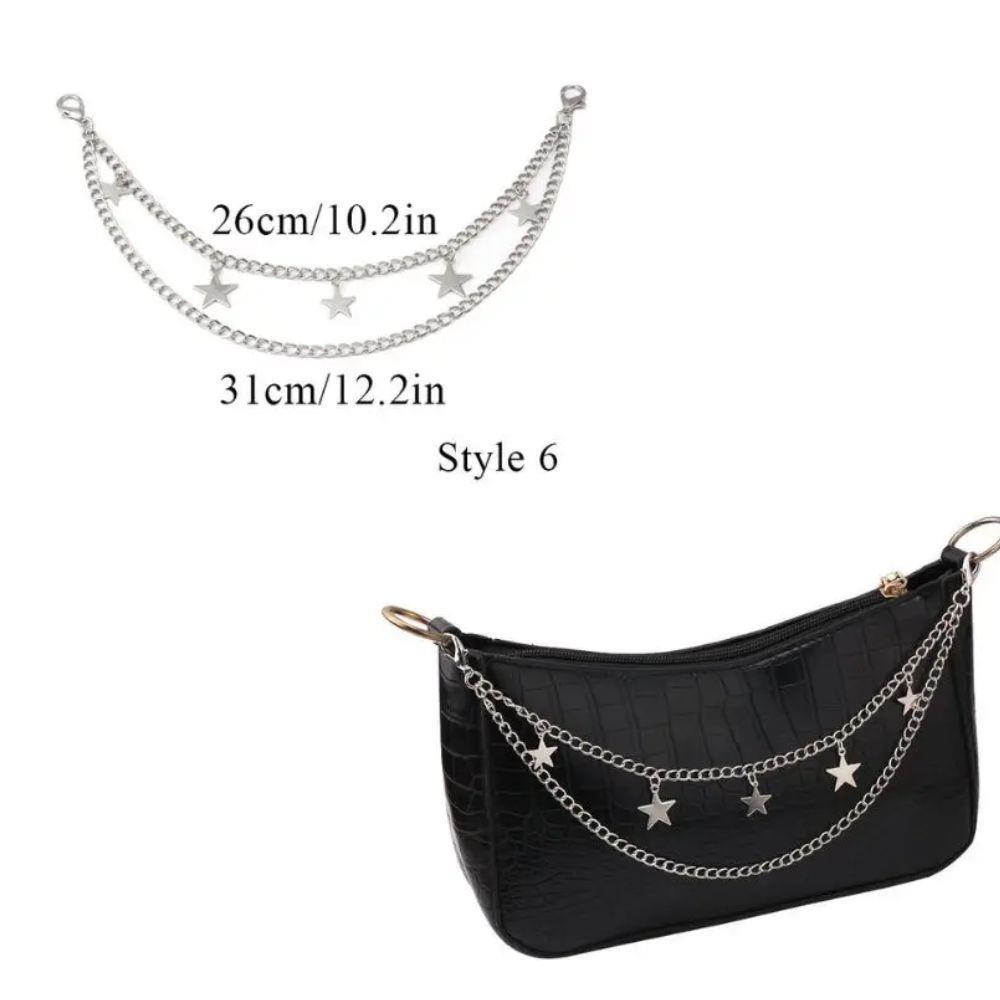 Hot Multi-layer Silver Metal Bag Chains Fashion DIY Shoulder Bag Chain Straps Replacement Women Jeans Chain With Lobster Buckle
