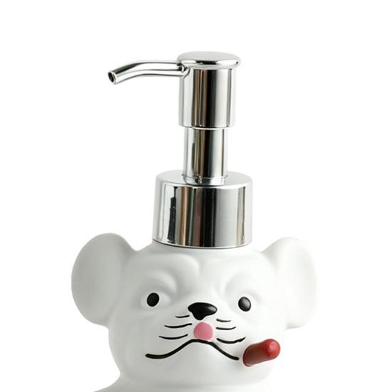 Yousheng 220ML French Bulldog Soap Dispenser, Refillable Liquid Hand Soap Shower Gel Container, Empty Pump Lotion Bottle, Bathroom