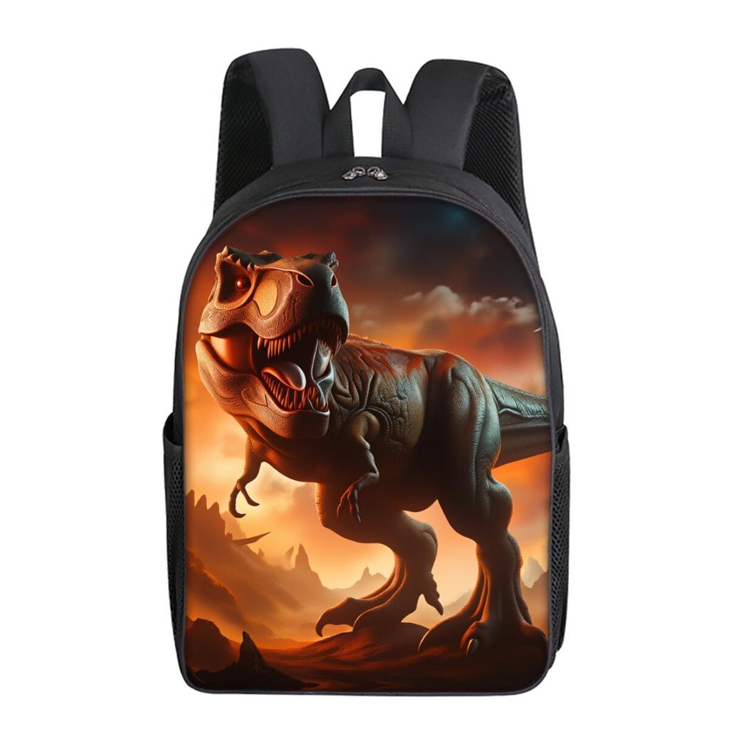 Simple Style Dinosaur Print Single Layer Backpack for Boys/Girls Children Best Gifts 2D Flat Cartoon School Bags