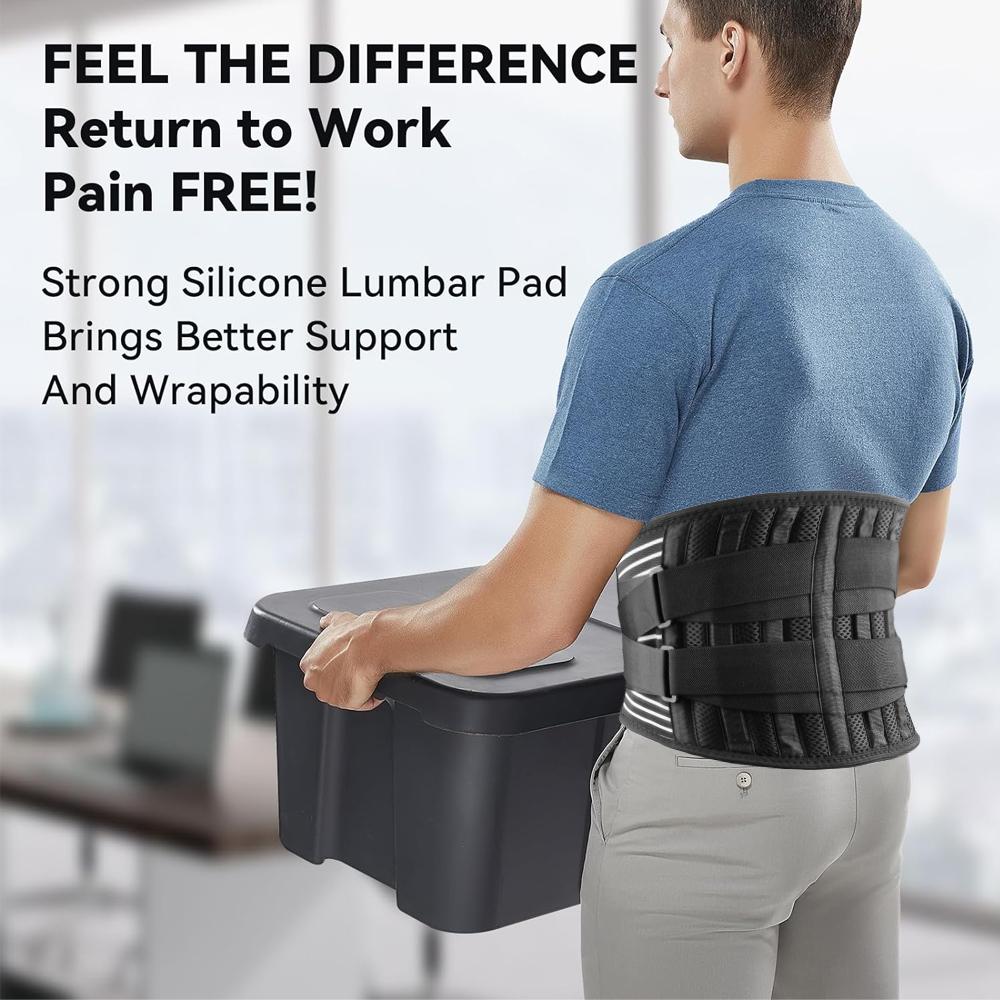 1Pc Back Brace For Lower Back Pain Relief - Breathable Lumbar Support Belt With Pad For Herniated Disc, Sciatica - Adjustable Ba