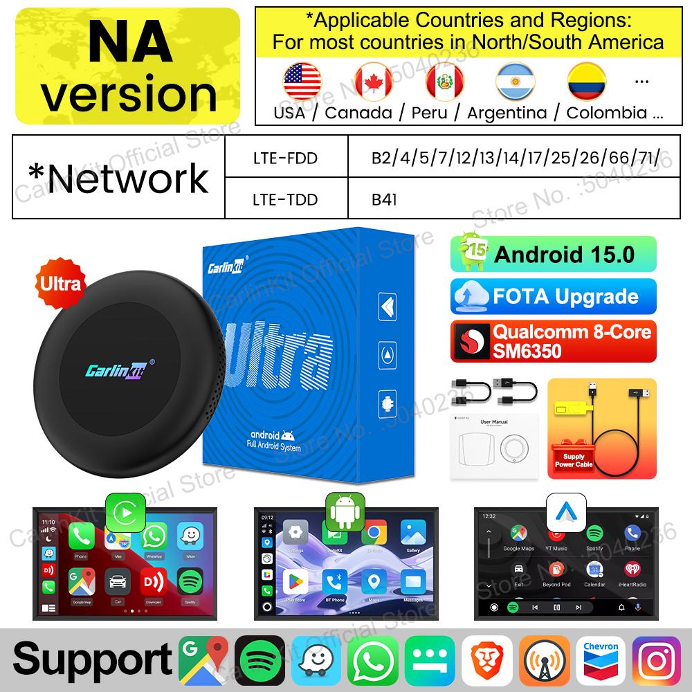 CarlinKit CarPlay Ai Box Android 15 Ultra2 SM6350 8GB+128GB Smart Android TV Box Wireless CarPlay Android Auto GPS For OEM Cars