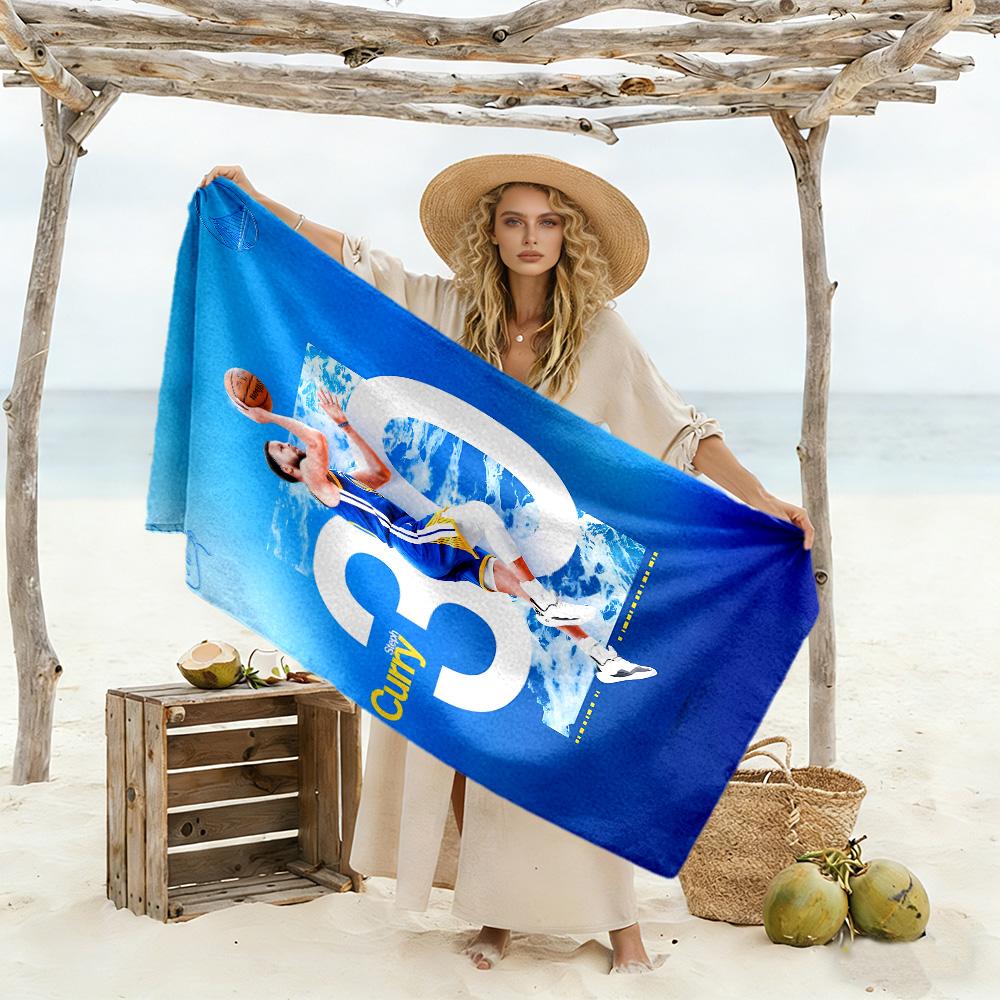 Telo da Spiaggia Golden State Warriors Curry Asciugatura Rapida Morbido Microfibra Confortevole Leggero Adatto per Nuoto, Palestra, Campeggio, Yoga Vacanza