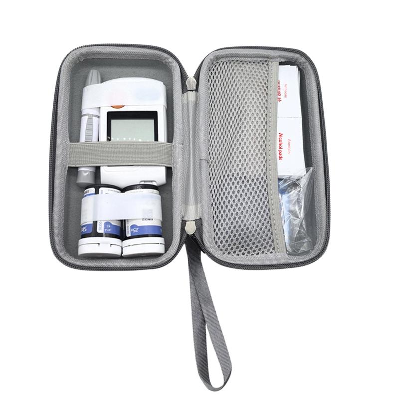 1 Pcs Blood Glucose Meter Storage Bag Diabetes Testing Kit Case With Zipper For Office Travel Health Monitoring Organizer