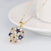 Elegant Little Blue Flower White Zircon Pendant Necklace For Women Party Wedding Engagement Jewelry Gift