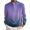 Men's Short Zip Pullover Turtleneck Long Sleeve Top