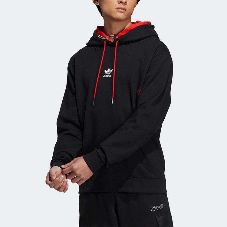 adidas Originals Unisex CNY Hooded Sweatshirt Black Red HC0562