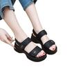 Muffin Plateausandalen Damen 2025 neue Sommerbekleidung Klettverschluss schlichtes Temperament Damen Schuhe mit Röcken Strandschuhe