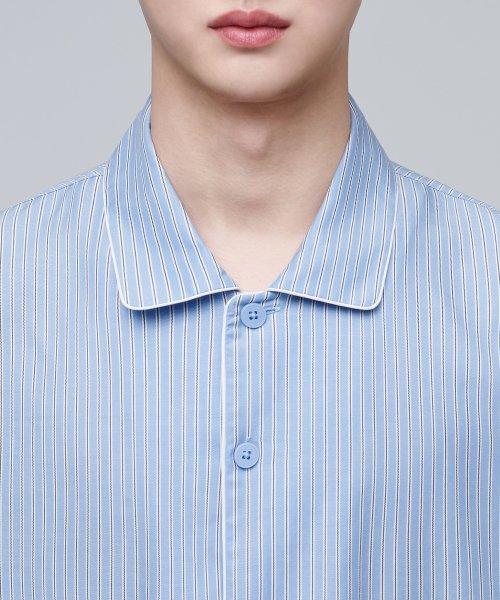 [Musinsa Standard] Cotton Tencel Half Pajama Set [Sky Blue Stripe] [Shipped from Korea] 100% Authentic