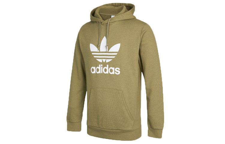 Adidas Originals Trefoil Sweatshirts Men s Green Hooded Moderate Regular HE4952 XS