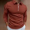 New Polo Shirt Zip Stripe Long Sleeve Men's Polo Shirt Top